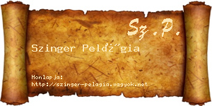 Szinger Pelágia névjegykártya